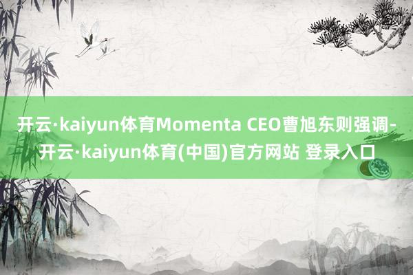 开云·kaiyun体育Momenta CEO曹旭东则强调-开云·kaiyun体育(中国)官方网站 登录入口